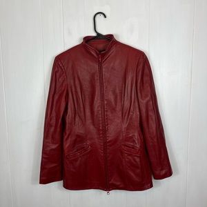 Danier Cherry Red Leather Jacket Sz XS